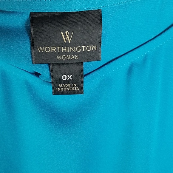 Worthington, Teal tunic top with tie belt, size OX - Picture 5 of 5